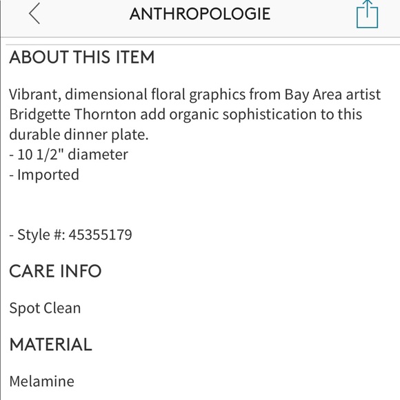 NWT New Anthropologie Vibrant Floral Color Melamine Plate - Picture 4 of 13